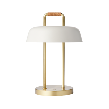 Light by Hammel | Heim opladelig lampe | Base i messing m. hvid lampeskærm